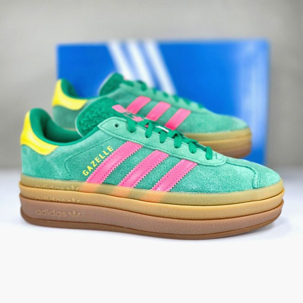 Adidas Gazelle Bold Green Pink Sneakers JH9668 Women's Sz 6.5